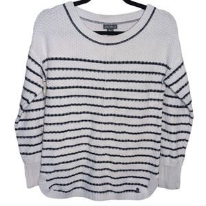 Eddie Bauer Striped Sweater 🤍 Size S 🖤 Cozy & Classic!